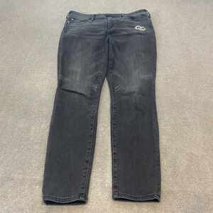 True Religion Jeans Womens 32 Halle Mid Rise Super Skinny Heart Patch Embellishe